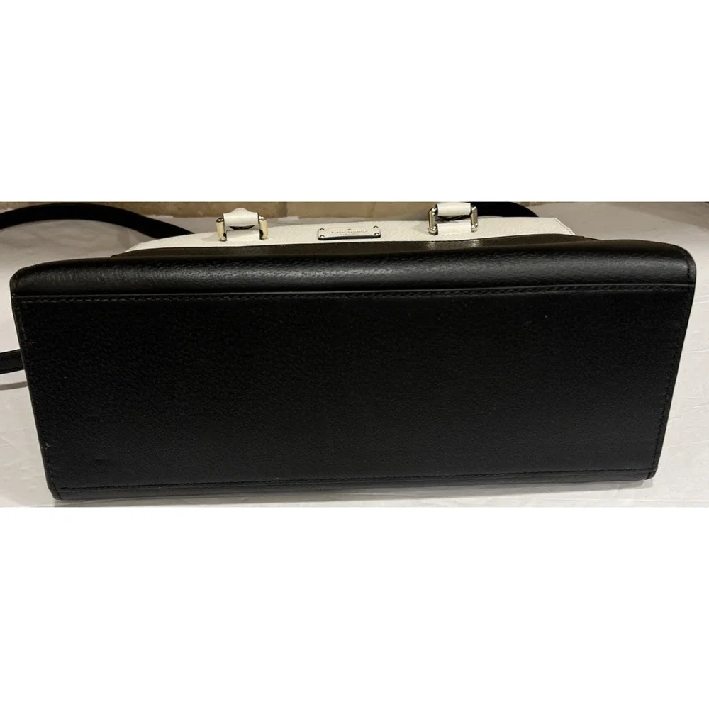 Kate Spade Caley Grove Street Pebble Leather Black White Satchel Crossbody Bag